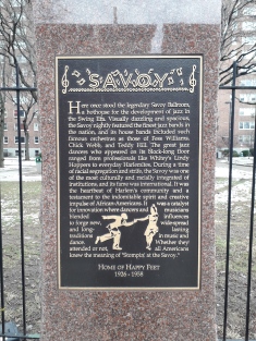 Savoy Plaque on Lenox Avenue. The Savoy once occupied a block between 140th and 141st St.